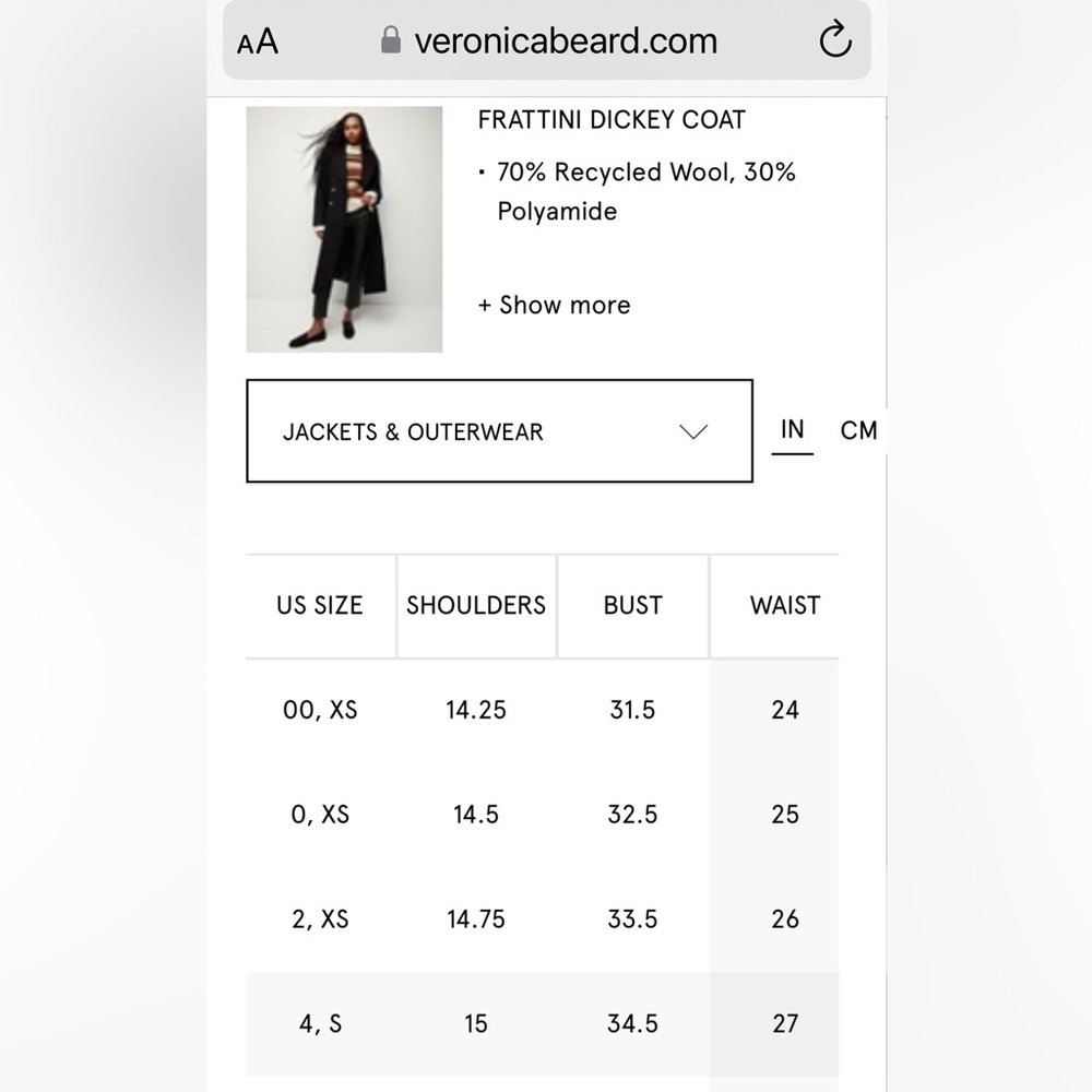 Veronica Beard Frattini Dickey Removable Tie Belt Wool Blended Coat,Black, S,NWT - Picture 7 of 8